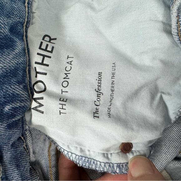 Mother Tomcat High Rise Blue Jeans Womens 24 Straight Leg Cropped Light Wash - Picture 10 of 13